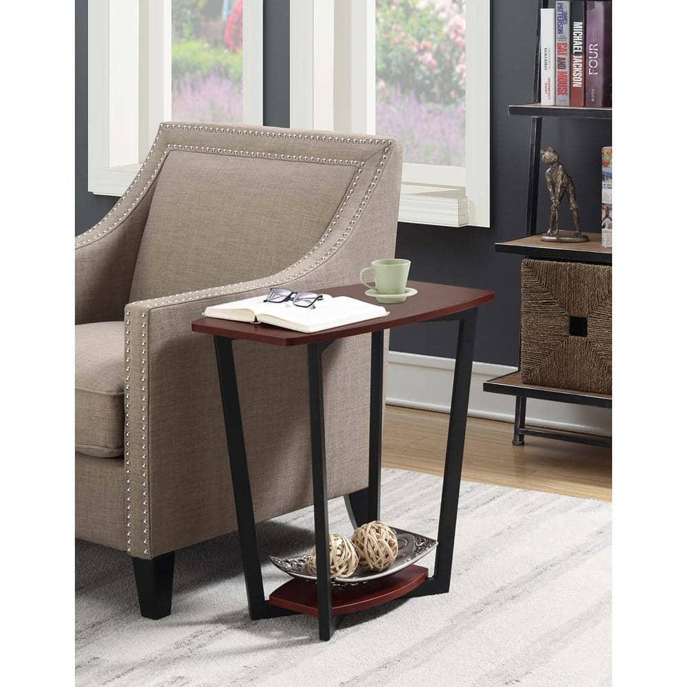 Urban Chic 24" Cherry-Black Wood & Metal End Table with Shelf