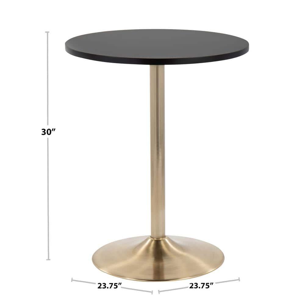 Pebble 24" Bar Height Table Gold/Whites - LumiSource: Modern Round Pedestal, MDF Top, Metal Frame, Seats 2