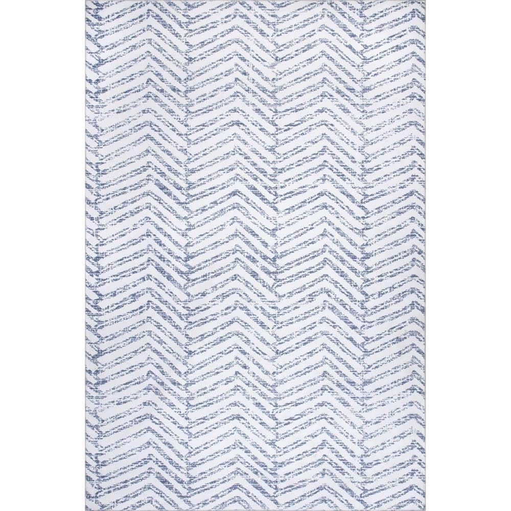 nuLOOM Rosanne Machine Washable Geometric Area Rug, 2' 6" x 8', Blue