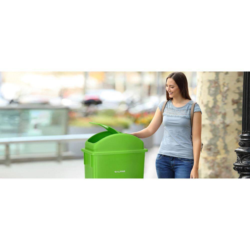 Alpine Industries Polypropylene Commercial Indoor Trash Can with Swing Lid 23-Gallon Lime Green