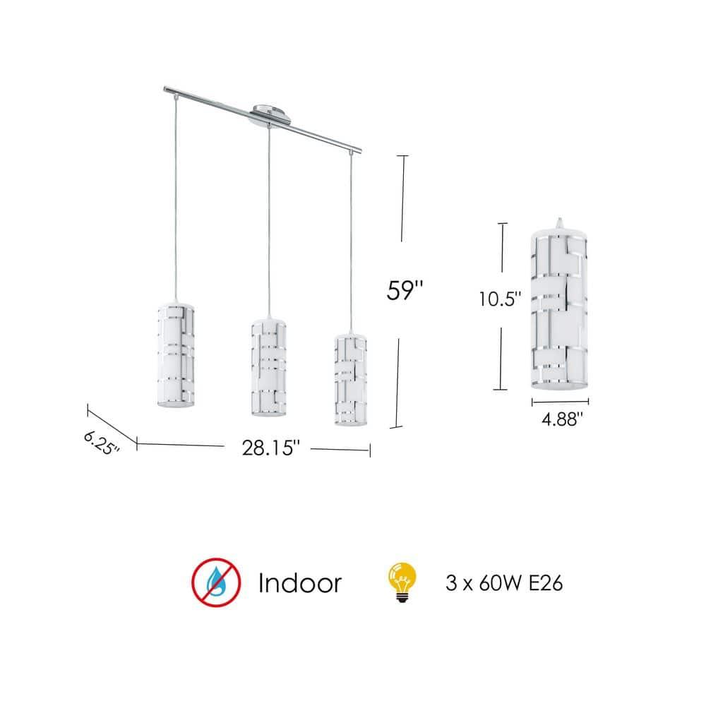 Eglo Lighting - Bayman - 3-Light Multi Light Pendant - Chrome - White Decor