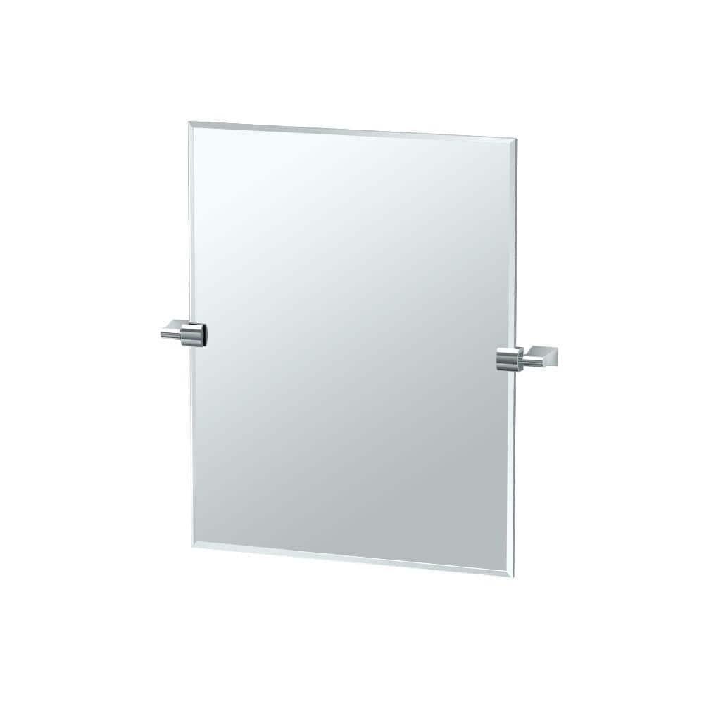 Bleu Modern Frameless Rectangle Bathroom Vanity Wall Mirror | Pivots and Beveled Mirror