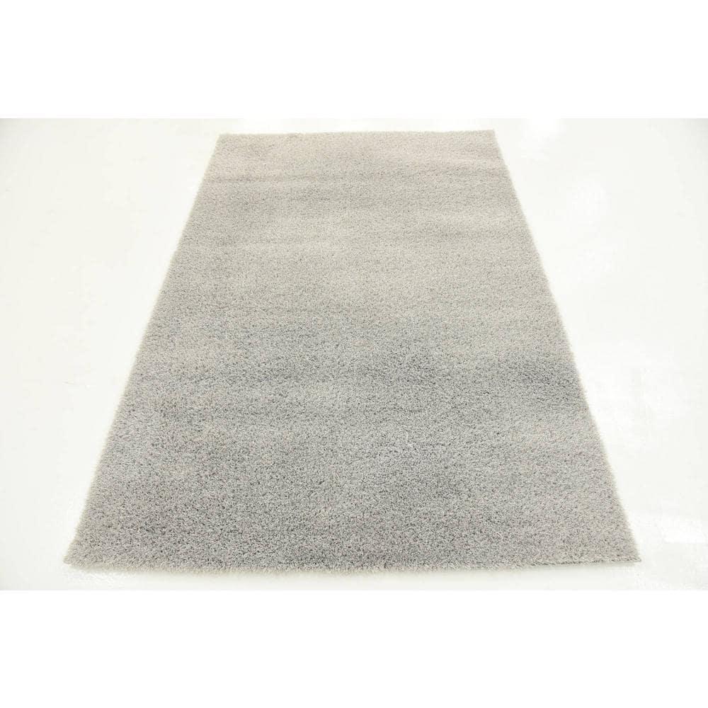 Nuloom Neva Solid 4x6 Shag Indoor Area Rug for Living Room Bedroom Dining Room Nursery, Grey/Ivory