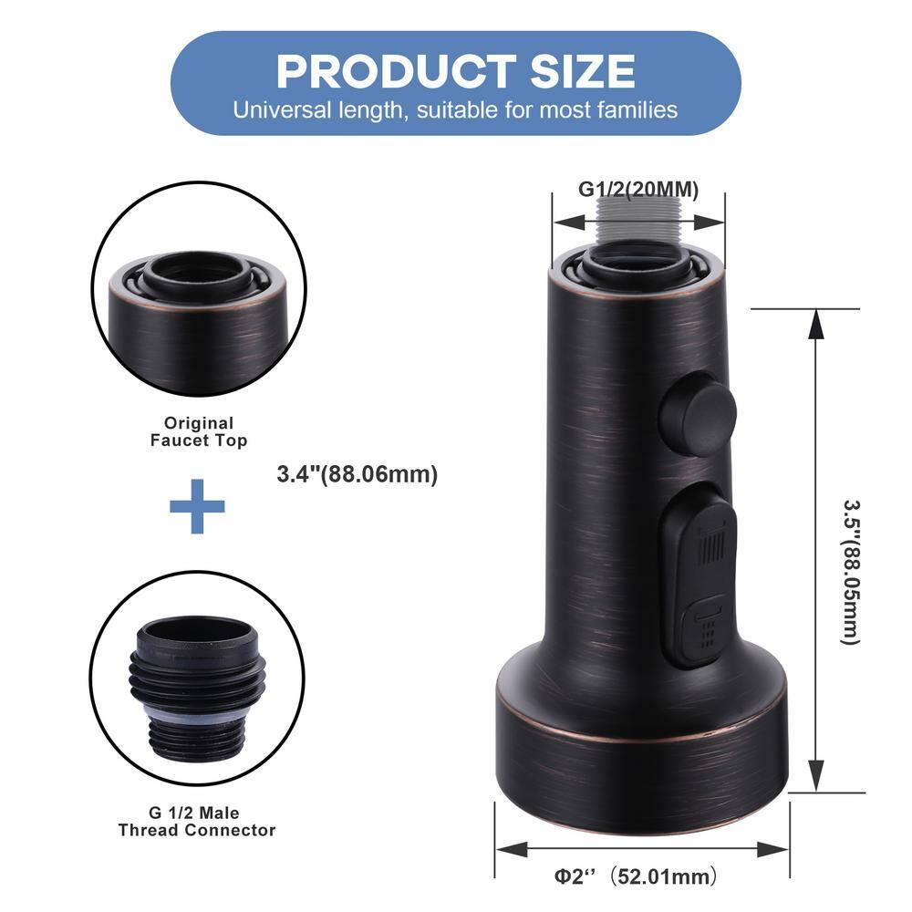 3 Function Kitchen Faucets Head Replacement with 9-Adapters in Oil Rubbed Bronze