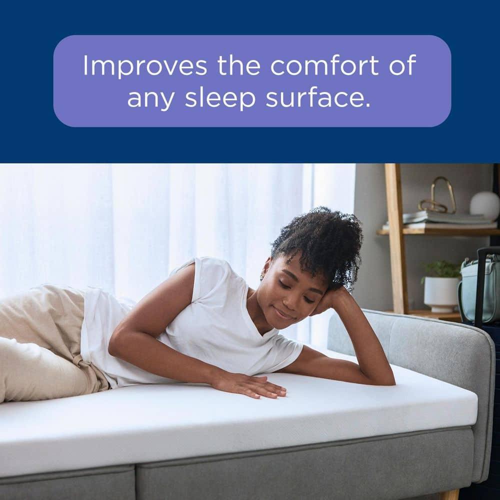 Alwyn Home 3" Memory Foam Mattress Topper, Queen,White