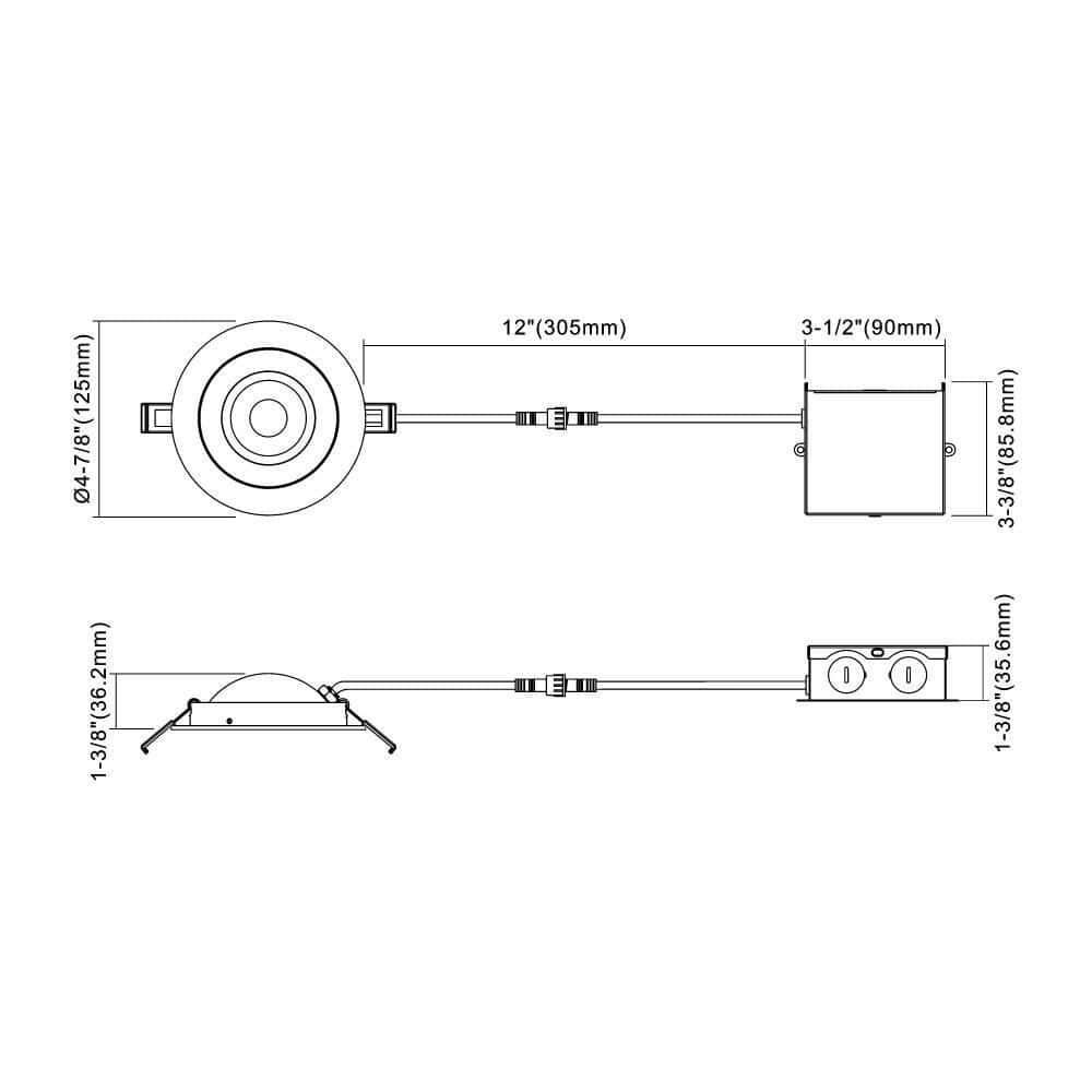 DGF43 4'' Selectable Color Temperature Dimmable Air-Tight IC Rated LED Canless Recessed Lighting Kit