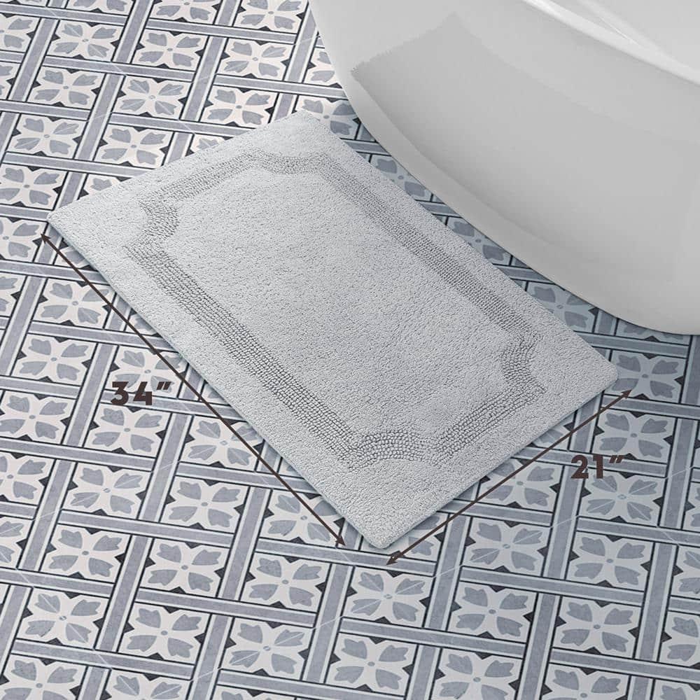 Laura Ashley Reversible Cotton 21 x 34 in. Bath Mat, Light Grey