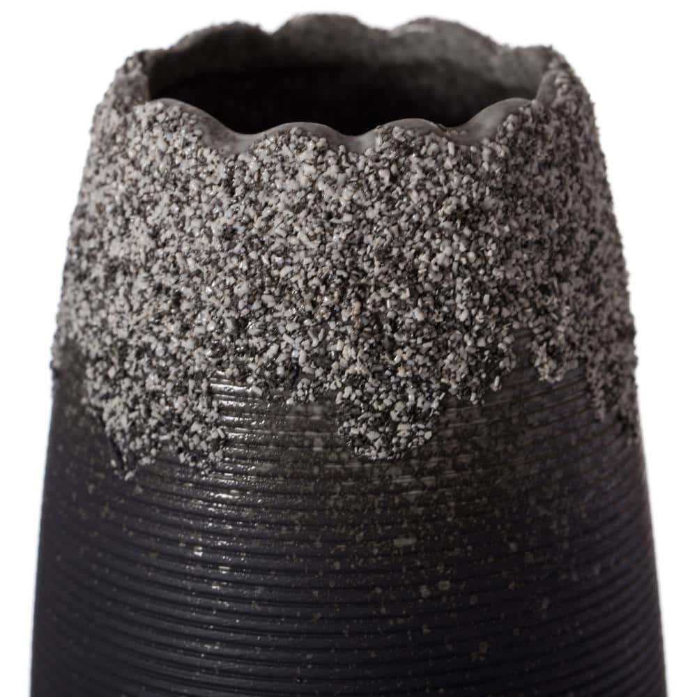 Uniquewise Contemporary Black Table Vase with Dripping Crystal Look and Scalloped Opening Design, Set of 3