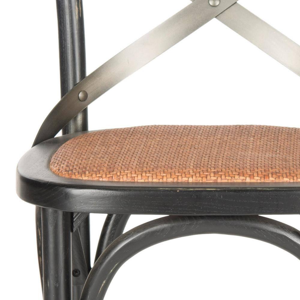 SAFAVIEH Eleanor Square Mid Back Bar Stool, Black