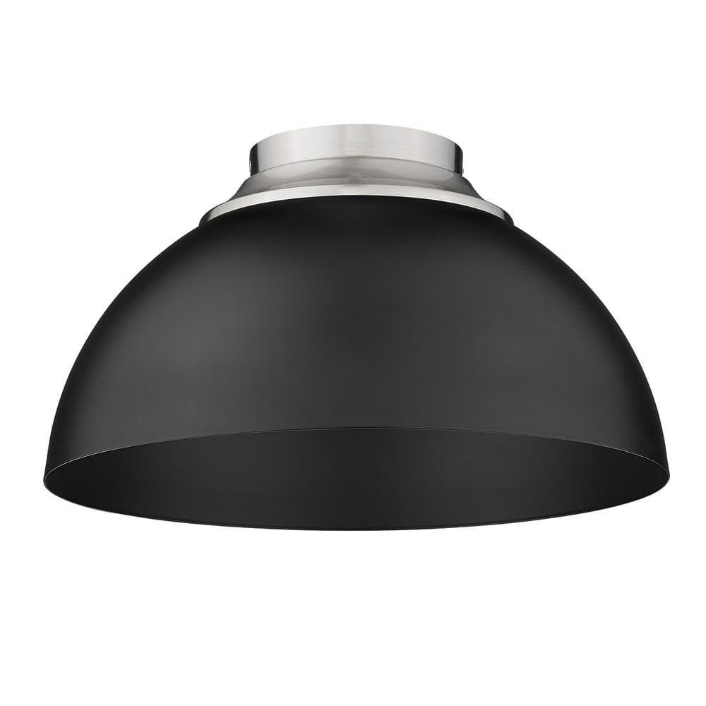 Golden Lighting Zoey 3-Light Flush Mount in Pewter with Matte Black