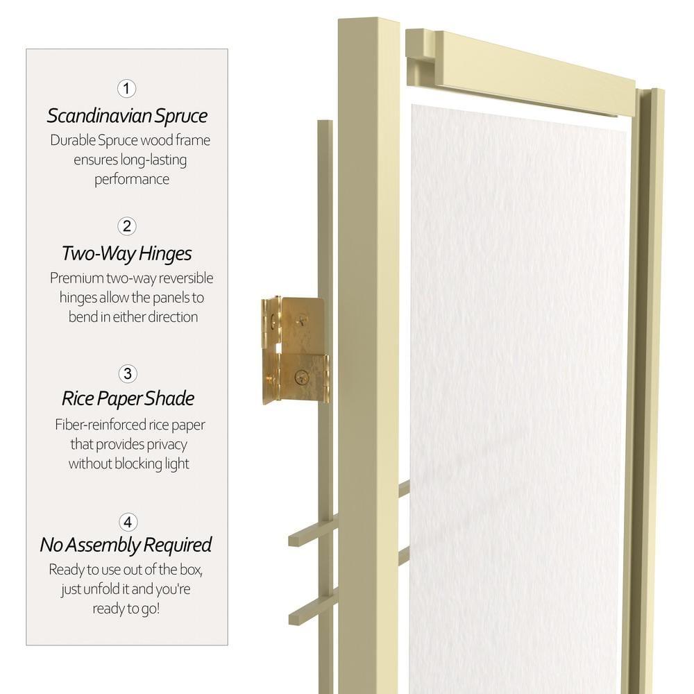 Oriental Furniture 6 Ft Tall Double Cross Shoji Screen Special Edition, 5 panel, ivory color