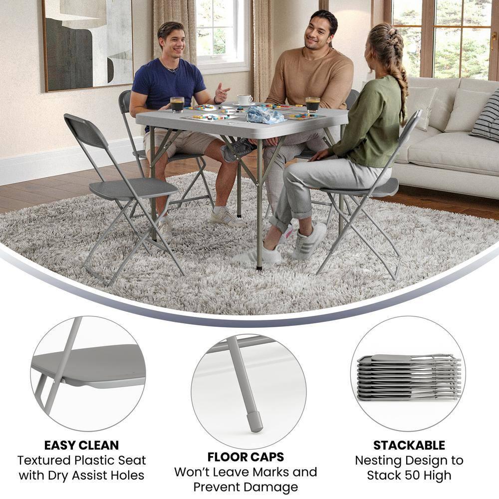 GARTOOO 10 Pack Plastic Folding Chair, Stackable Steel Frame Chairs,Portable Commercial Chair for Home, Office, Wedding, 550lbs Weight Capacity