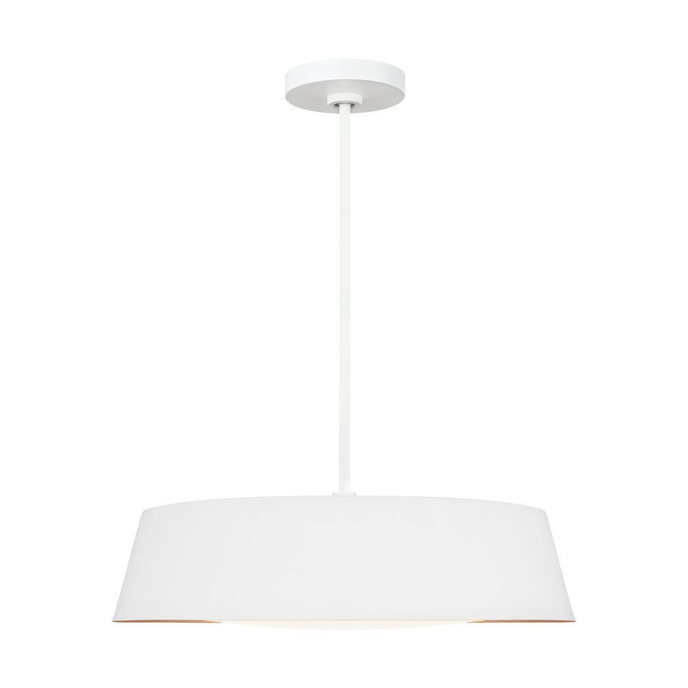Matte White Glass Drum Pendant Light with Silk Shade