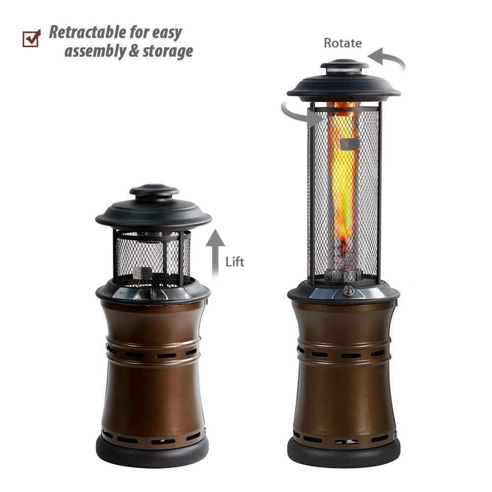 Heatmaxx 36000 BTU Gas Floor Standing Dancing Flame Outdoor Patio Portable Heater Bronze