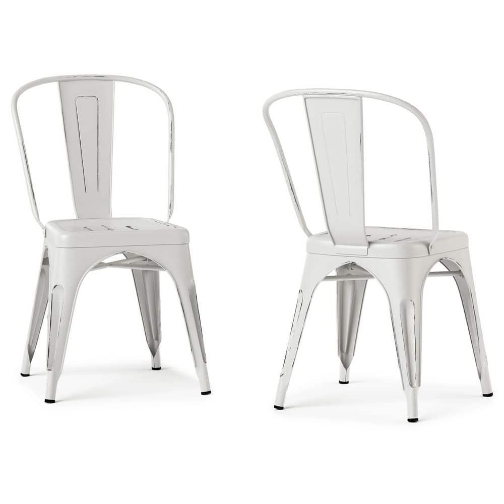 Simpli Home Fletcher Industrial Iron Dining Chair with Stackable Design and Protective Rubber Caps (Set of 2) (Set of 2)