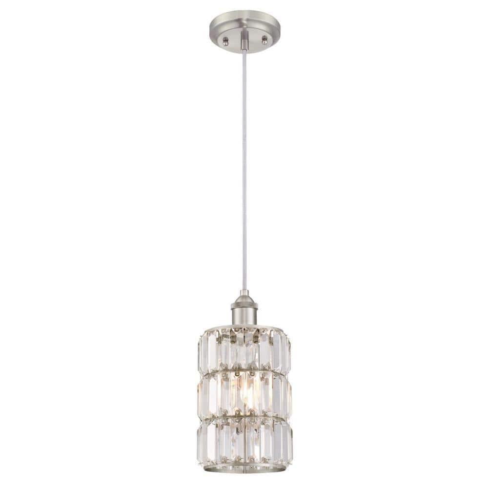 Westinghouse Sophie Mini Pendant Brushed Nickel Finish Crystal Prism Glass