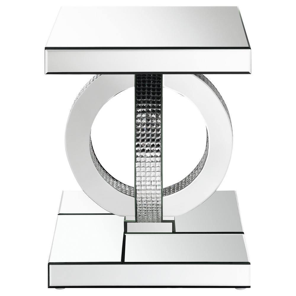 Breena Mirrored End Table with Acrylic Crystals Silver - Coaster