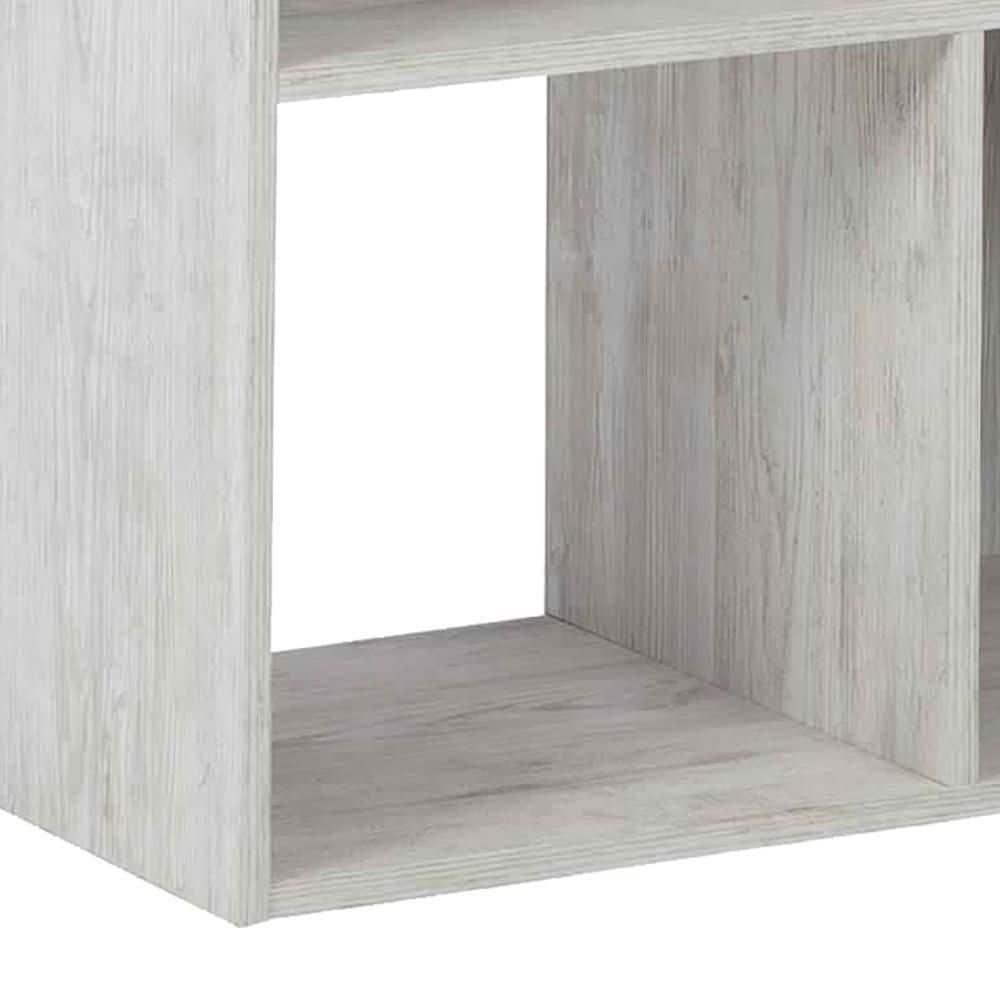 Benjara 6 Cube Wooden Organizer with Grain Details, Washed White