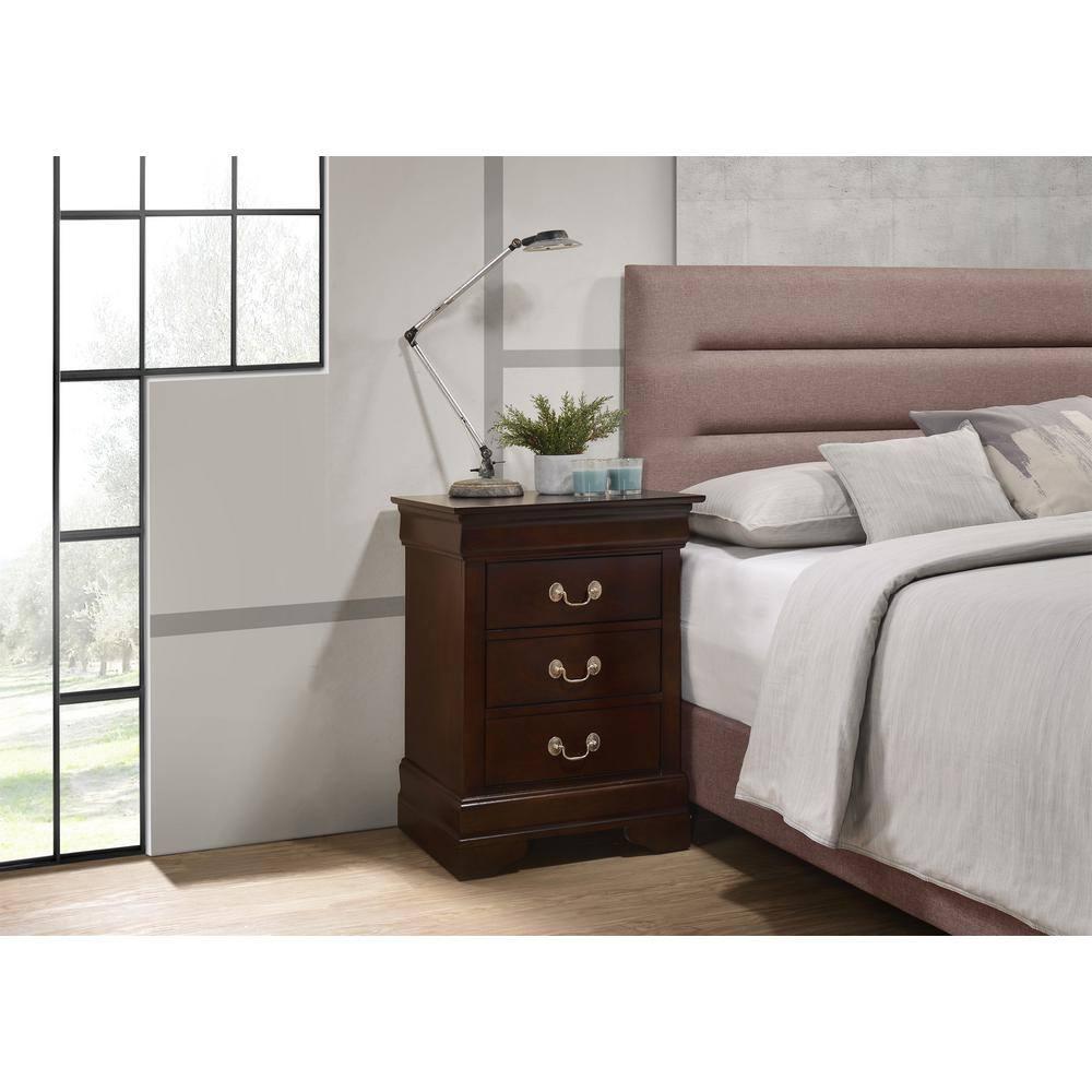 Passion Furniture Louis Philippe 3-Drawer Cappuccino Nightstand (29 in. H x 21 in. W x 16 in. D)