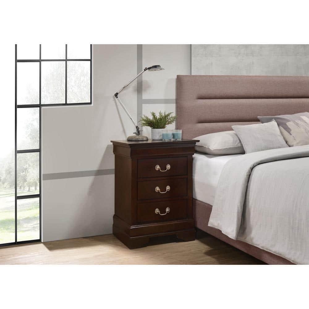 Passion Furniture Louis Philippe 3-Drawer Cappuccino Nightstand (29 in. H x 21 in. W x 16 in. D)