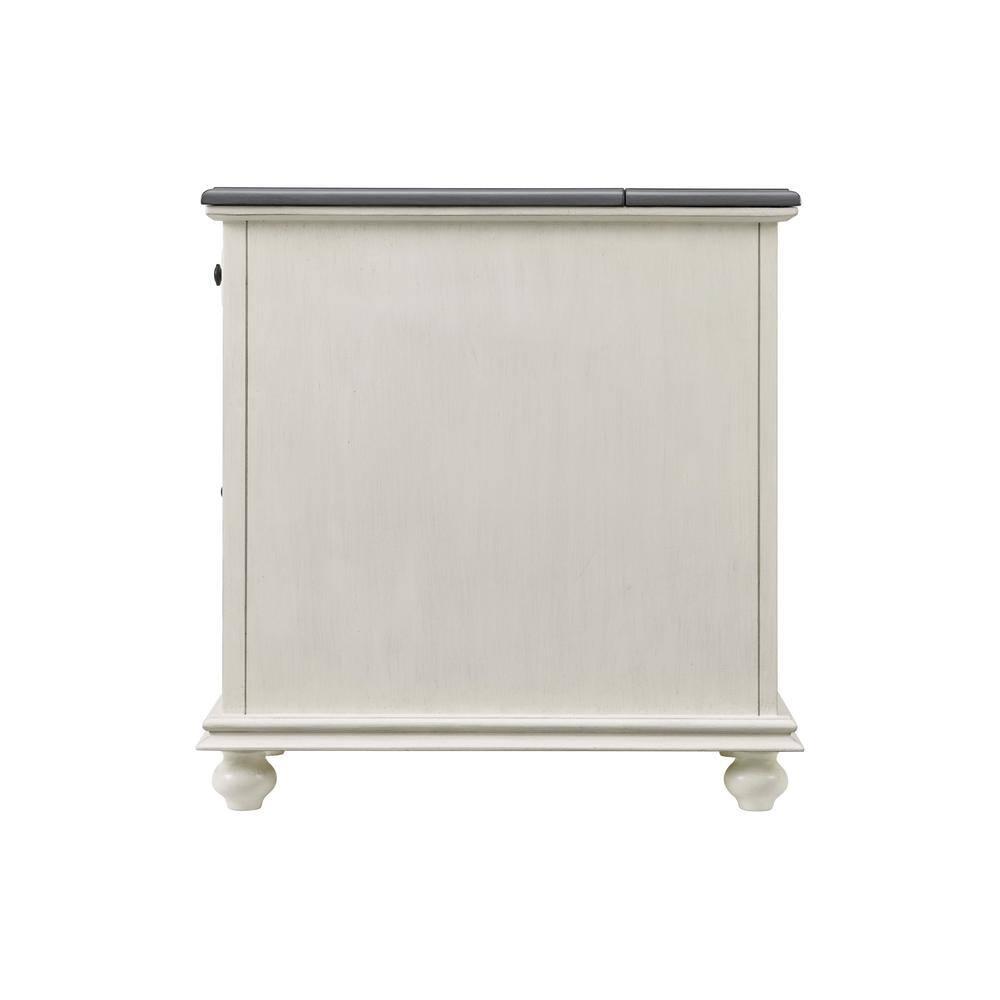 Martin Svensson Home White with Gray Top Elegant Chairside Table with Power