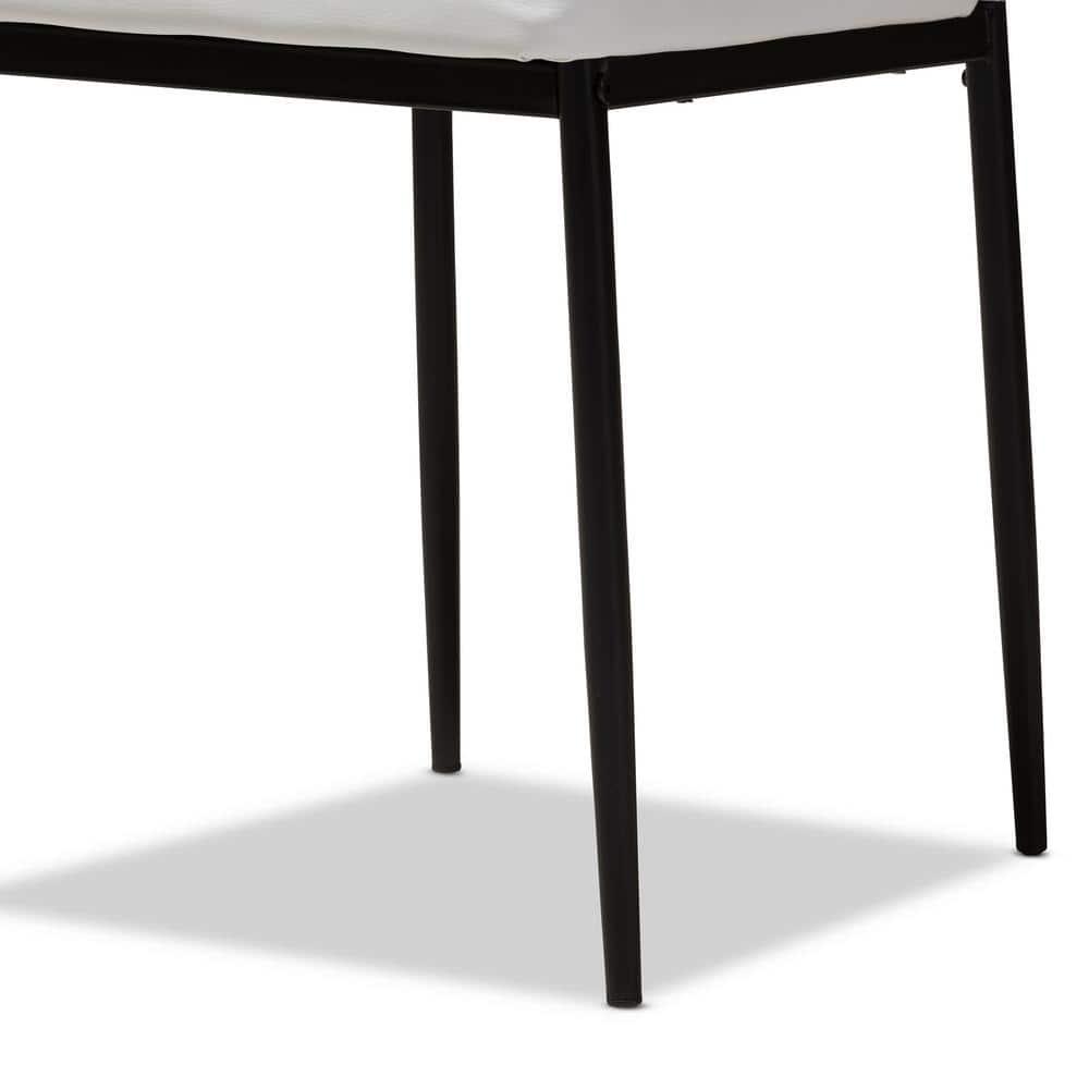 Set of 4 Armand Modern and Contemporary Faux Leather Upholstered Dining Chairs White - Baxton Studio: Minimalist Design, Metal Legs, Foam Padding