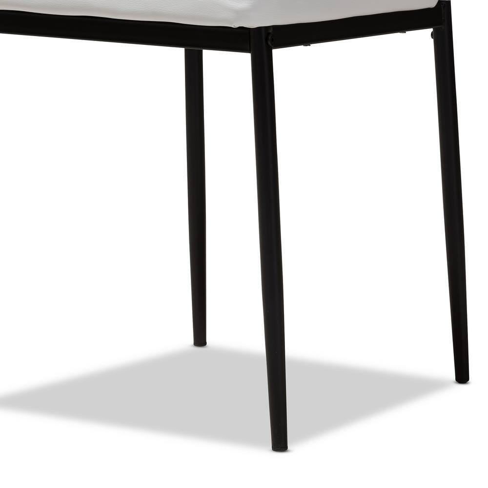 Set of 4 Armand Modern and Contemporary Faux Leather Upholstered Dining Chairs White - Baxton Studio: Minimalist Design, Metal Legs, Foam Padding