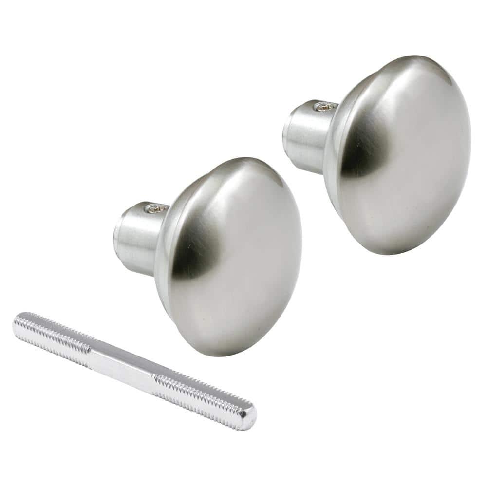 Solid Brass Vintage Door Knob Spindle Set, 2-1/4 In. Outside Diameter, Satin Nickel (Single Pack)