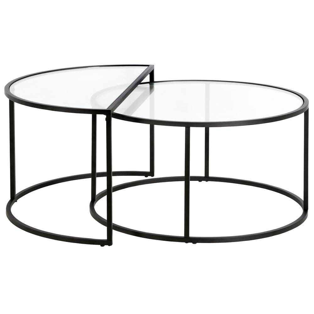 Evelyn&Zoe Luna Round & Demilune Nested Coffee Table, Blackened Bronze