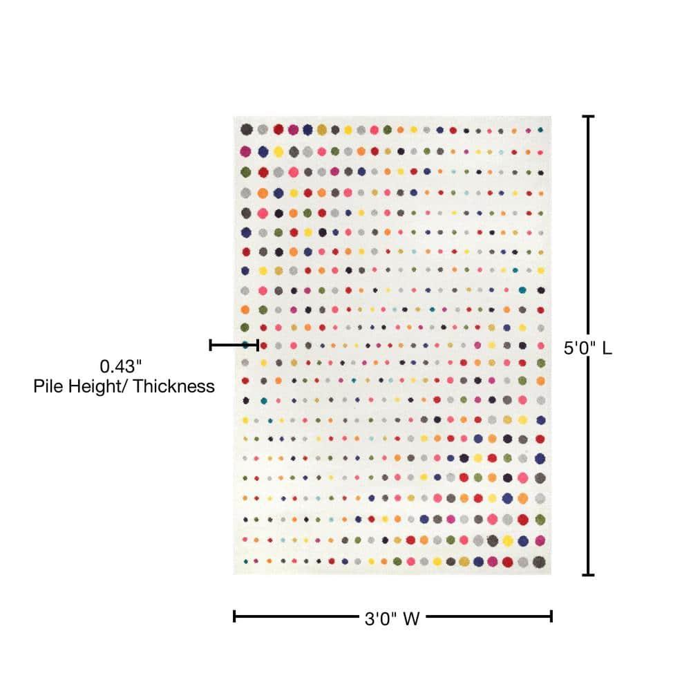 Nuloom Dorie Polka Dot 3x5 Accent Indoor Area Rug for Living Room Bedroom Dining Room Entryway Kitchen, Multicolor/Ivory