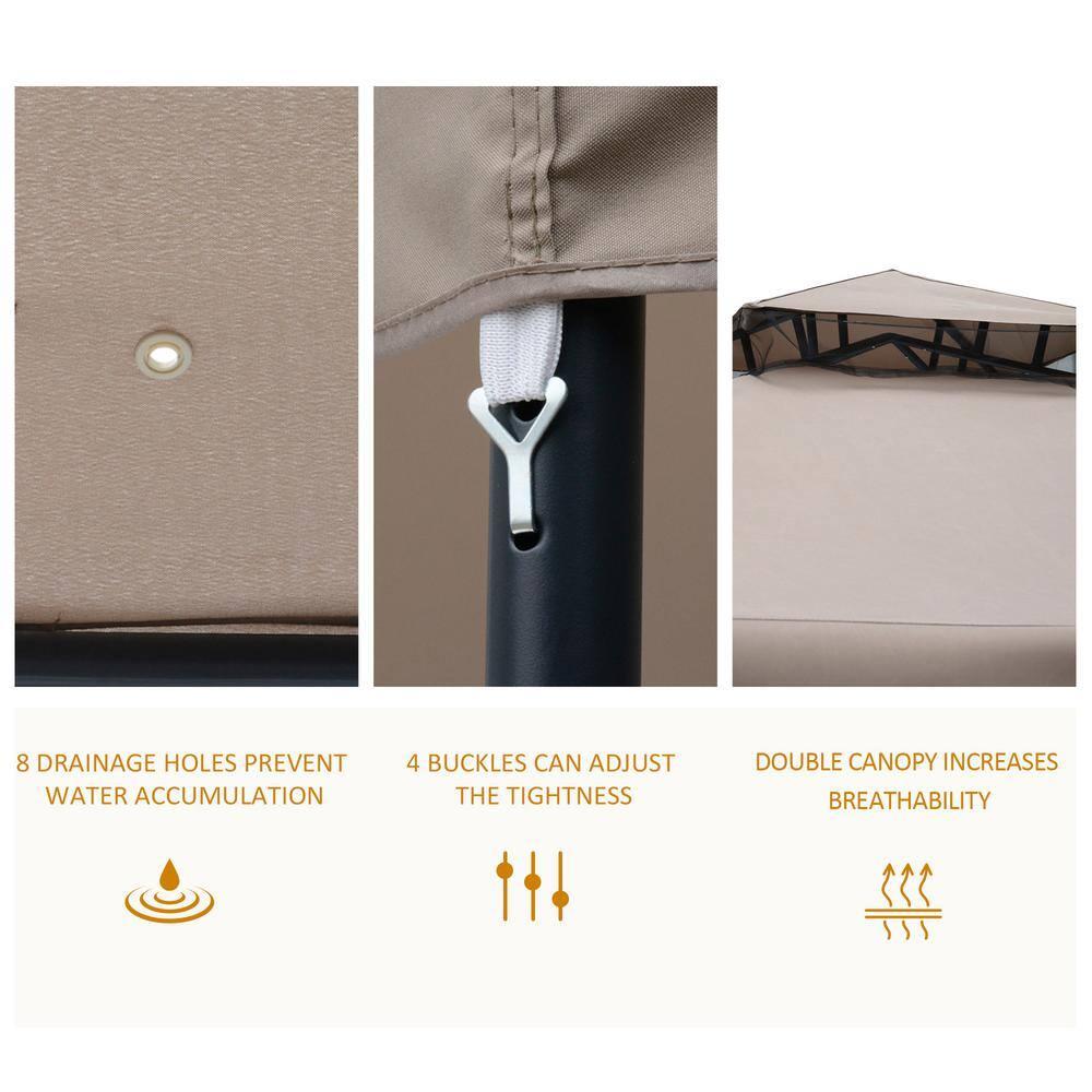 HLILish 9.6' X 9.6' Patio Gazebo, Outdoor Canopy Shelter With 2-Tier Roof And Netting, Steel Frame For Garden, Lawn, Backyard, And Deck