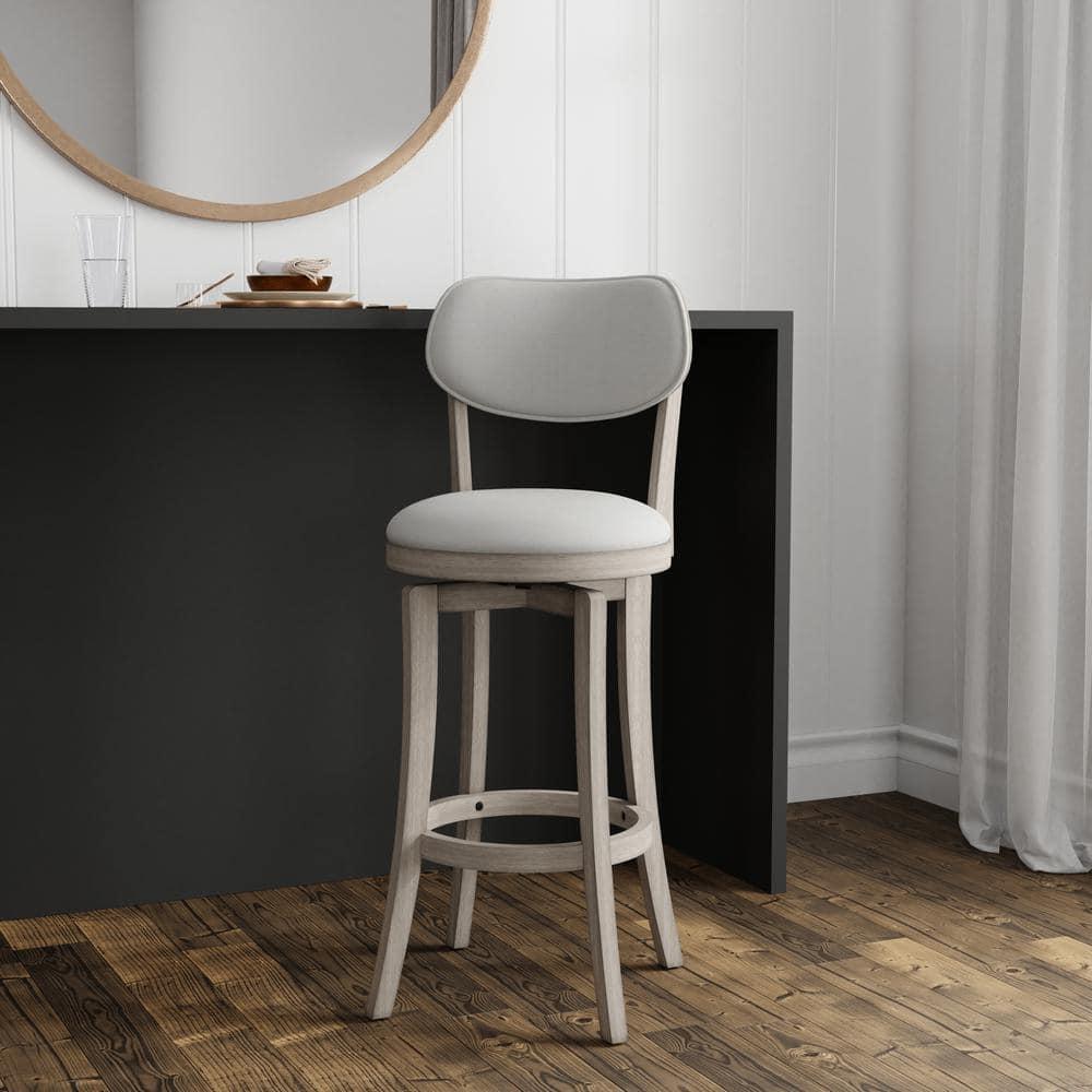 Sloan Barstool Gray - Hillsdale Furniture: Swivel, Upholstered, Aged Wood Finish, 43.5" Height