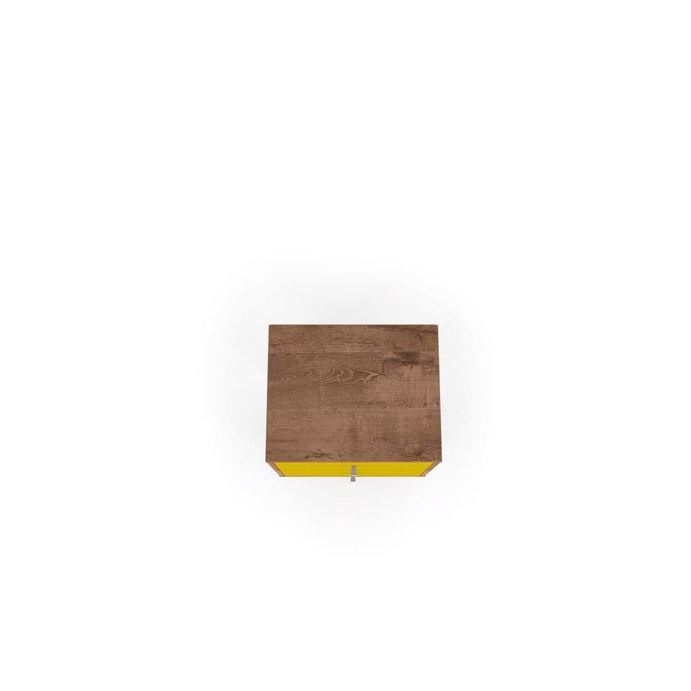 Liberty 2.0 Mid Century Modern Nightstand Rustic Brown/Yellow - Manhattan Comfort