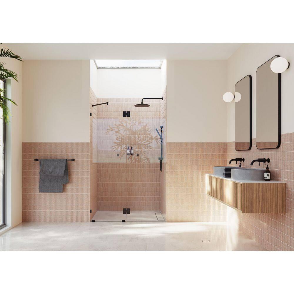 Glass Warehouse Halo 53.5 in. x 78 in. Frameless Glass Hinge Shower Door GW-GH-53-5-MB