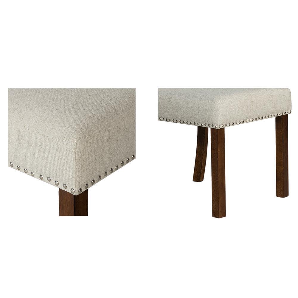 510 Design Aubrey Upholstered Dining Chairs with Silver Nailhead Trim - Set of 2 - Natural (Set of 2)