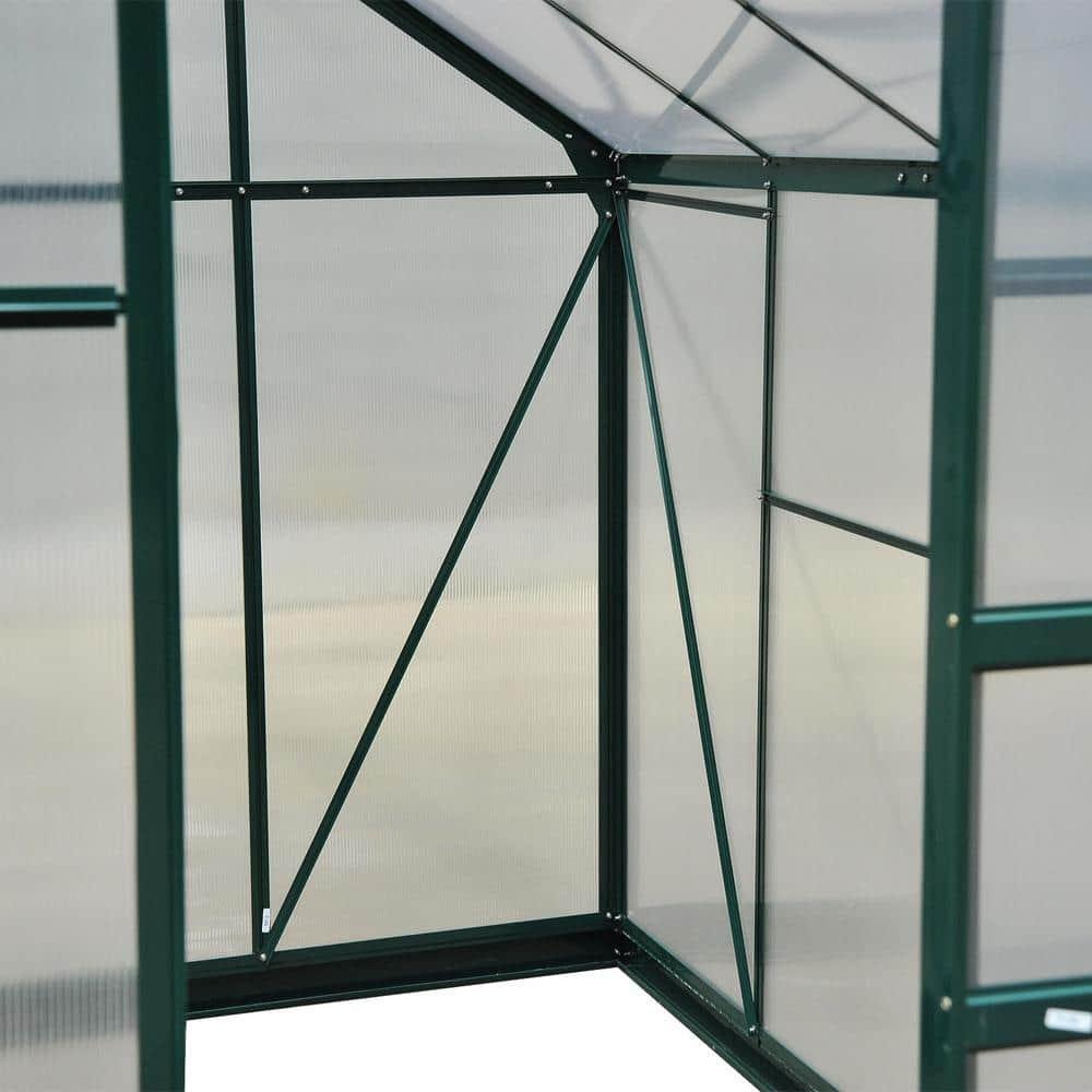 Outsunny 6.2' x 8.3' x 6.6' Polycarbonate Greenhouse, Heavy Duty Outdoor Aluminum Walk-in Green House Kit with Vent & Door for Backyard Garden, Green