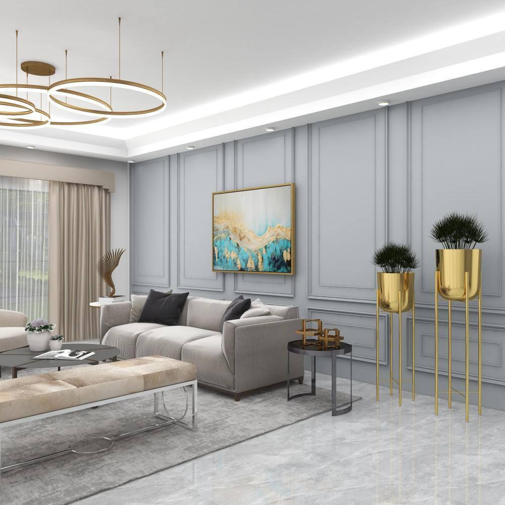 CosmoLiving by Cosmopolitan 2 - Piece Silver Metal Tall Indoor Outdoor Dome Indoor Outdoor Planter with Removable Stand Set