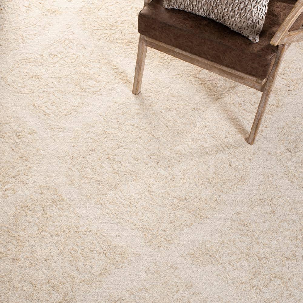 Abstract ABT279 Handmade Tufted Area Rug - Beige/Grey - 6' X 6'  Round - Safavieh