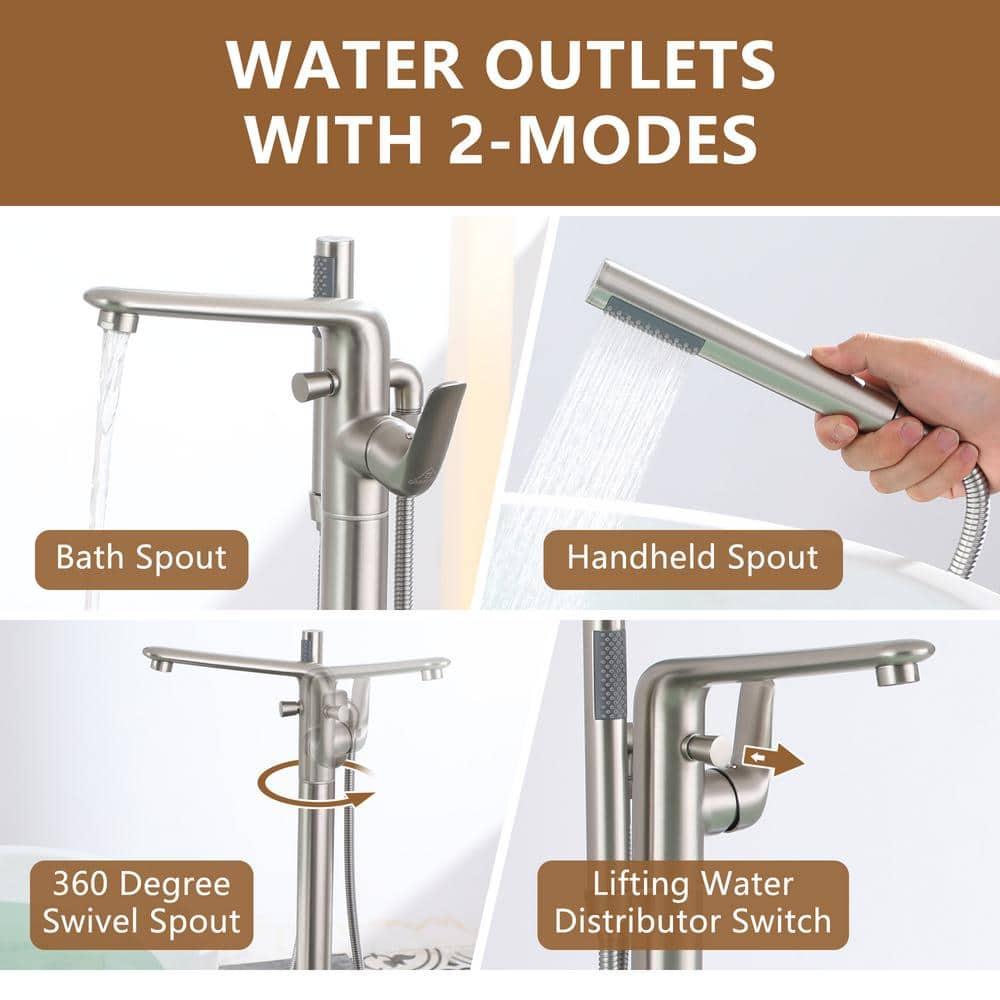 CASAINC KCLT0054-BN Single Handle Freestanding Bathtub Faucet with Diverter and Handshower