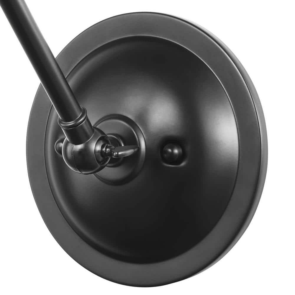 Progress Lighting Hinton 1-Light Swing Arm Wall Bracket, Black Steel, Metal Shade