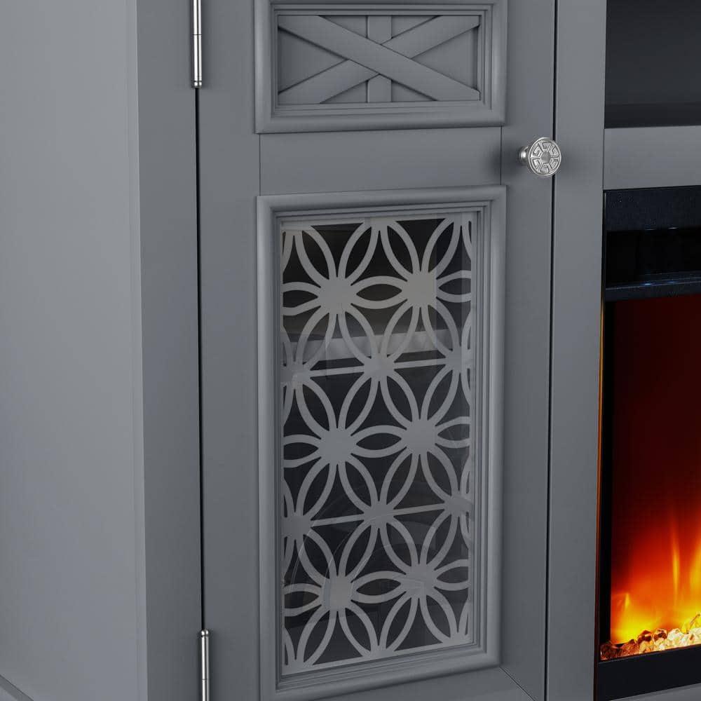 Festivo Farmhouse 70" TV Stand for TVs up to 80" with Fireplace Gray