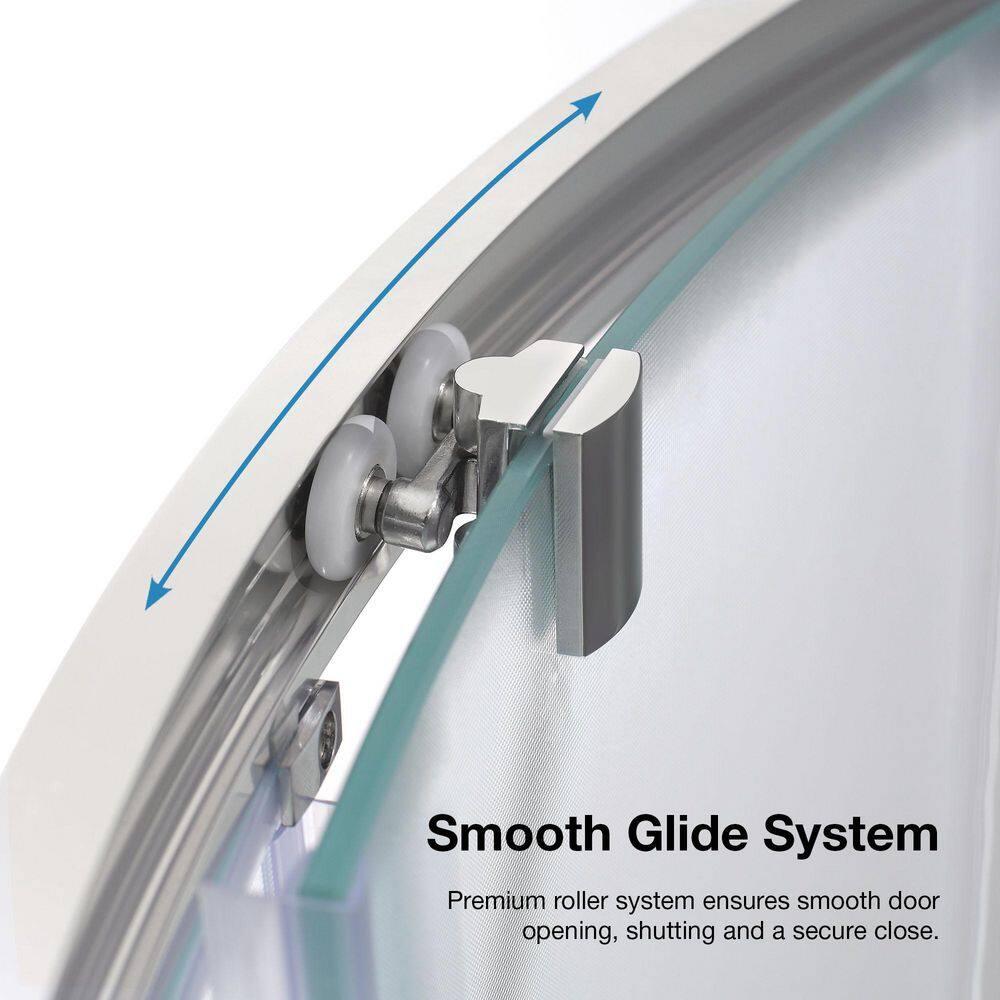 Ove Decors 15SKA-BREF34-SATAC OVE Decors Breeze 35 in. Round Shower Kit w/ Frosted, Base, Wall