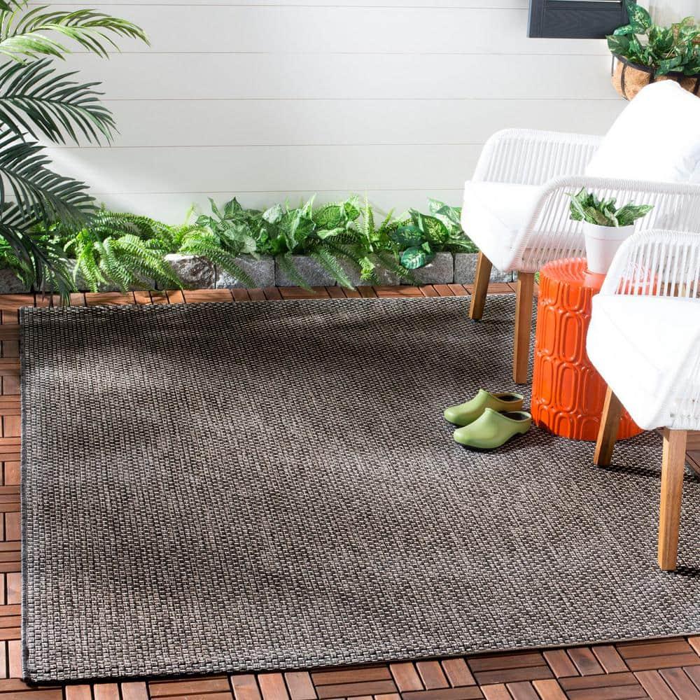 Courtyard CY8521 Power Loomed Indoor/Outdoor Area Rug - Black/Beige - 4'x5'7" - Safavieh.