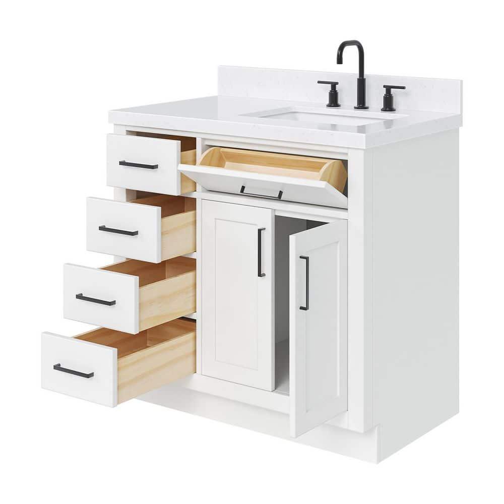 Ariel T036srcqrvo Hepburn 36" Free Standing Single Basin Vanity Set - White