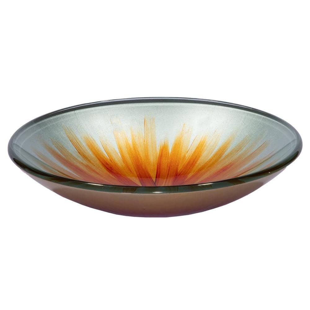 Eden Bath 18'' Orange Tempered Glass Circular Bathroom Sink