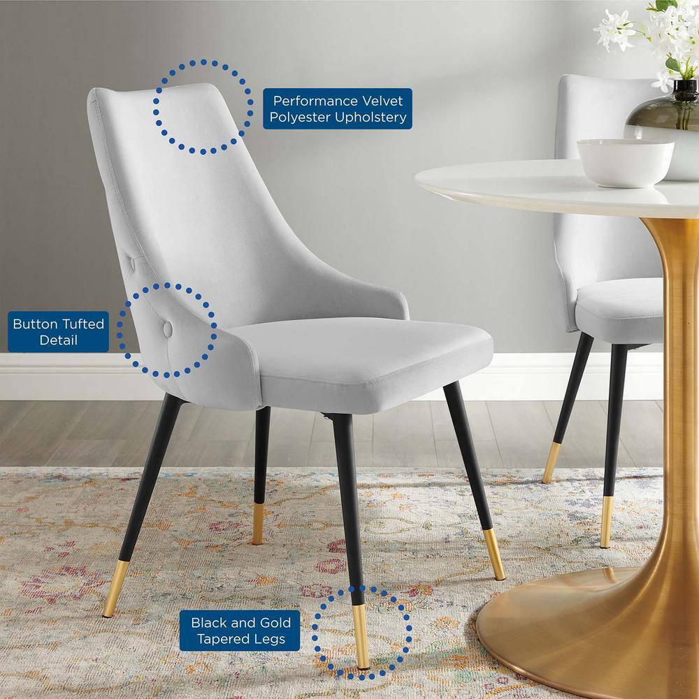 Modway Adorn Tufted Performance Velvet Accent Dining Side Chair, Light Gray