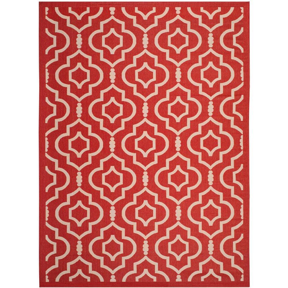 Courtyard CY6926 Power Loomed Indoor and Outdoor Area Rug - Red/Bone - 9'x12' - Safavieh