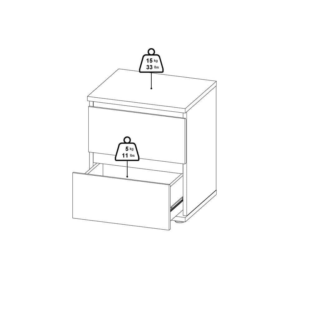 Tvilum, Aurora 2 Drawer Nightstand, White