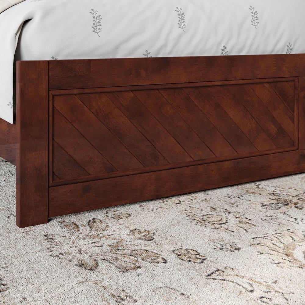 AFI Canyon Walnut Solid Wood Foundation Bed Frame with Matching Footboard, King