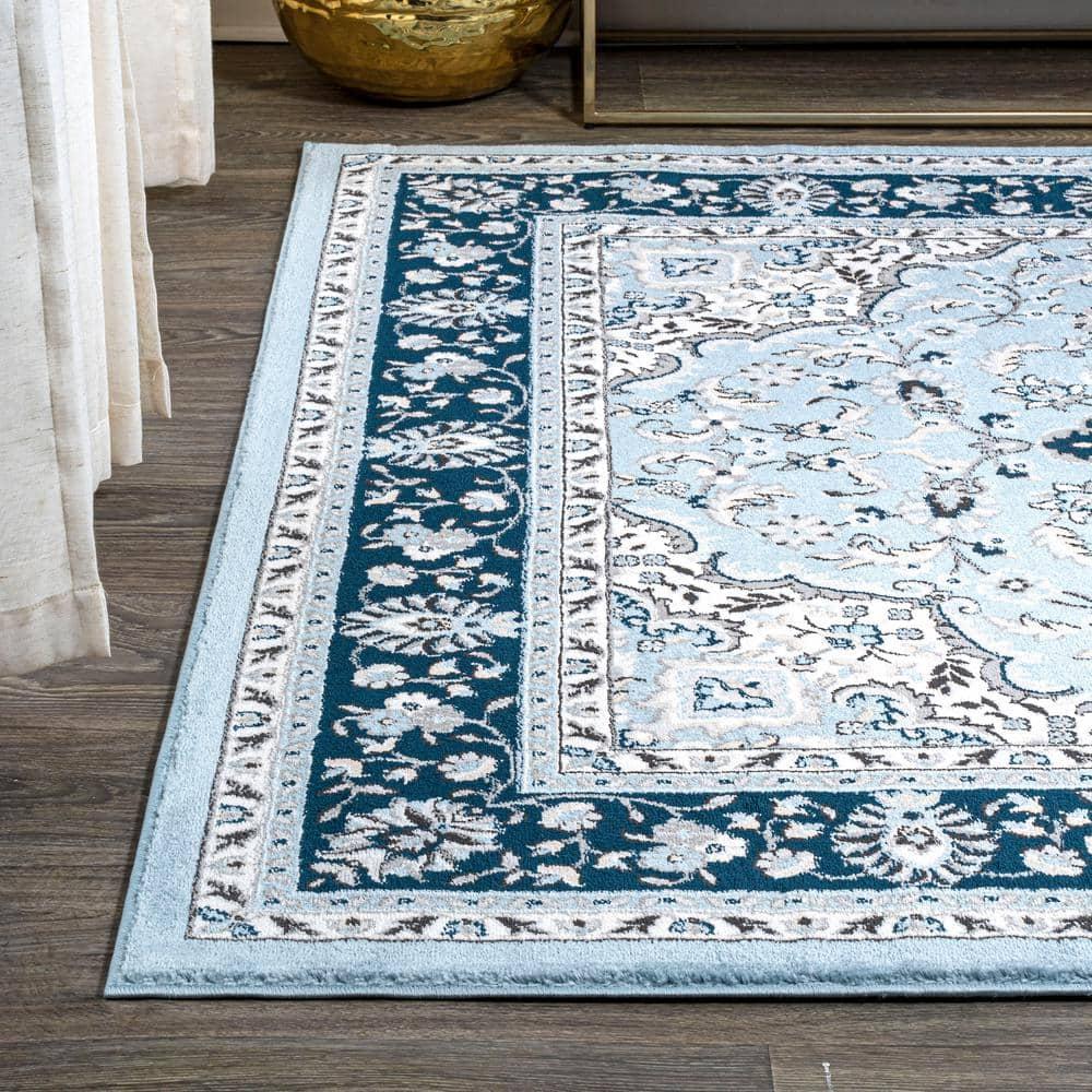 3'x 5' Palmette Modern Persian Floral Area Rug, Blue/Navy - JONATHAN Y